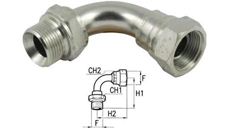 HÜDRAULILINE NURK 90° BSP MEES-NAINE 3/8