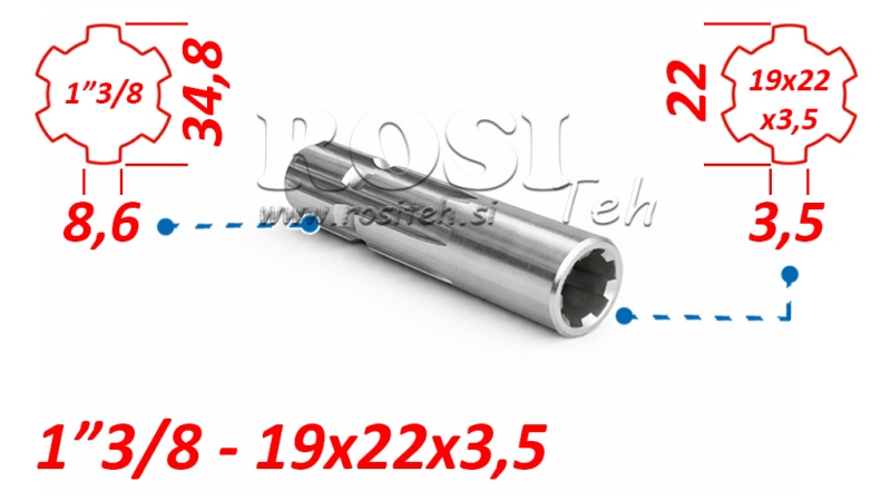 P.T.O. ADAPTER 13/8 19x22x3.5 10 teeth