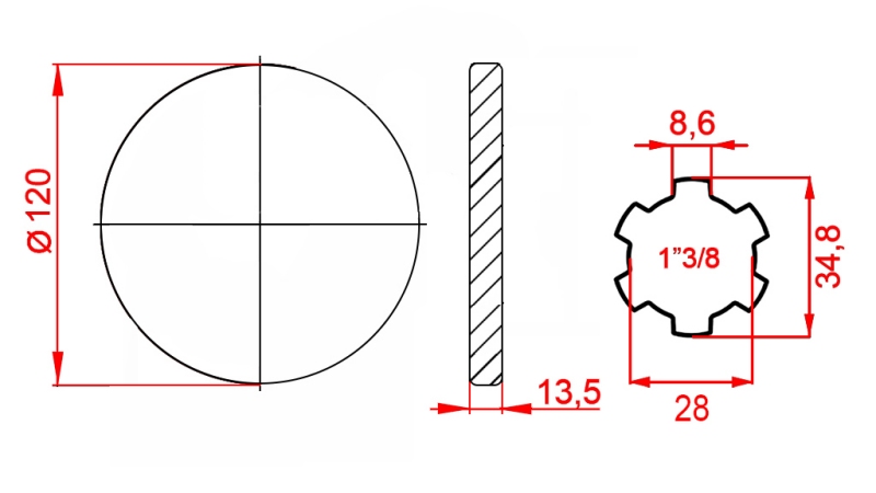 KARDANADAPTER MED FLENS 1-3/8 (125 mm)