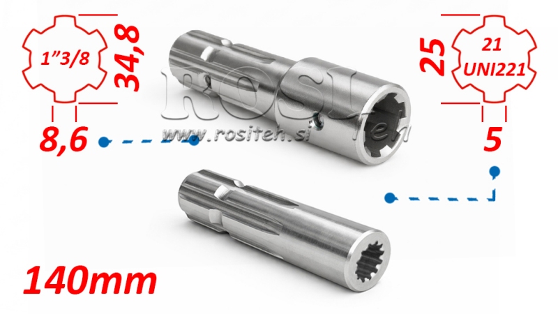 P.T.O. ADAPTER 13/8 21x25x5 - 6 TANDEN