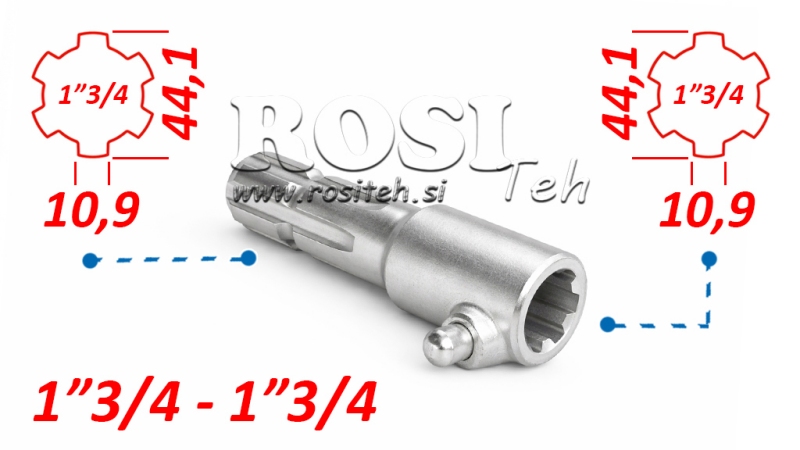 P.T.O. ADAPTERIS AR PINU no 1”3/4 līdz 1”3/4