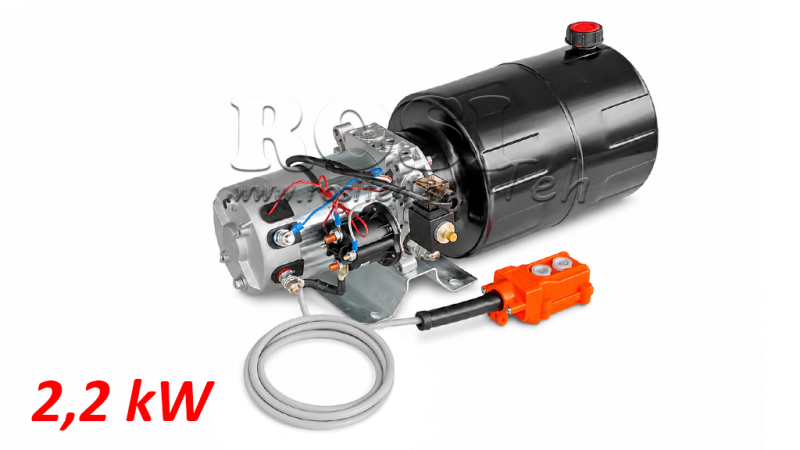 MINI HYDRAULIKAGGREGAT 24V DC - 2,2kW = 2,1cc - 8 lit - Einfachwirkende Funktion (Metallgehause)