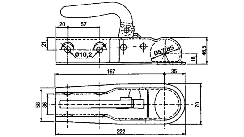 VUČNA KUKA ZA AUTO PRIKOLICU OKUGLA FI35