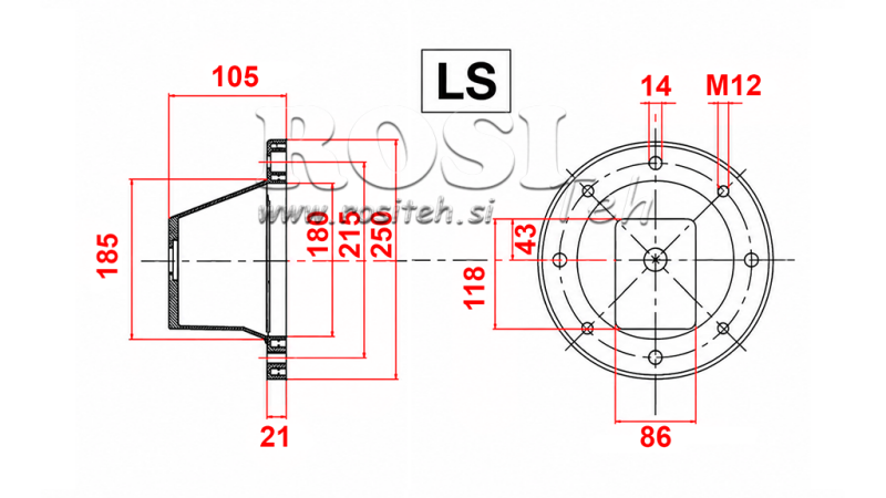 HYDRAULICKÁ PRÍRUBA - ZVON LS252 (EM2,2-4 kW/GR2)