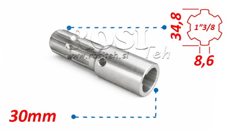 PTO ADAPTER 1-3/8 - HOLE fi 30 mm (145 mm)
