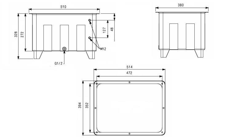 RESERVOIR FOR HYDRAULIC AGGREGATE TYPE MPN 40 LIT - dimensions