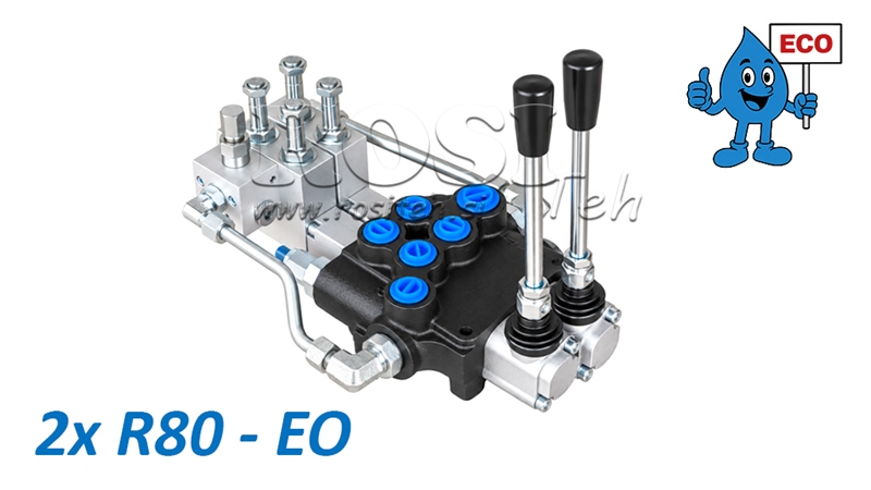 HYDRAULICKÝ ELEKTRO-RUČNÝ VENTIL (BEZ CIEVOK) – 2-SEKČNÝ ROZVÁDZAČ 2xR80-EO ECO