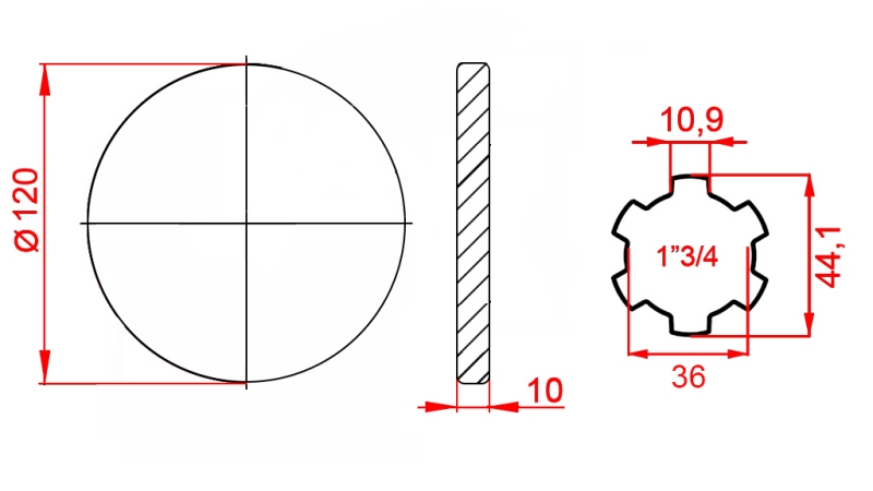 ZAPFWELLENADAPTER MIT FLANSCH 1-3/4 (120 mm)