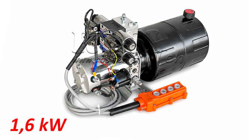 MINI HYDRAULICKÁ JEDNOTKA 12V DC - 1,6kW = 2,1cc - 8 lit - 2x dvojosmerný (kovový)