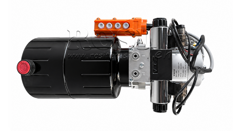 MINI HYDRAULICKÁ JEDNOTKA 12V DC - 1,6kW = 2,1cc - 8 lit - 2x dvojosmerný (kovový)