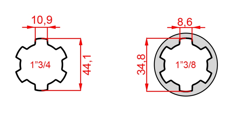 HRIADEĽ DRÁŽKOVANÁ 1''3/4 na 1''3/8