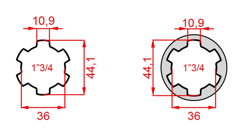 ADAPTER KARDANA Z 1-3/4 NA 1-3/4 (165 mm)