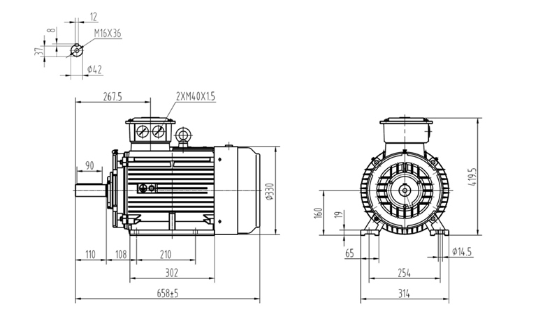 11kW-ELEKTROMOS MOTOR Y3 160M1-2_2930forgás 3Faz lábak-B3