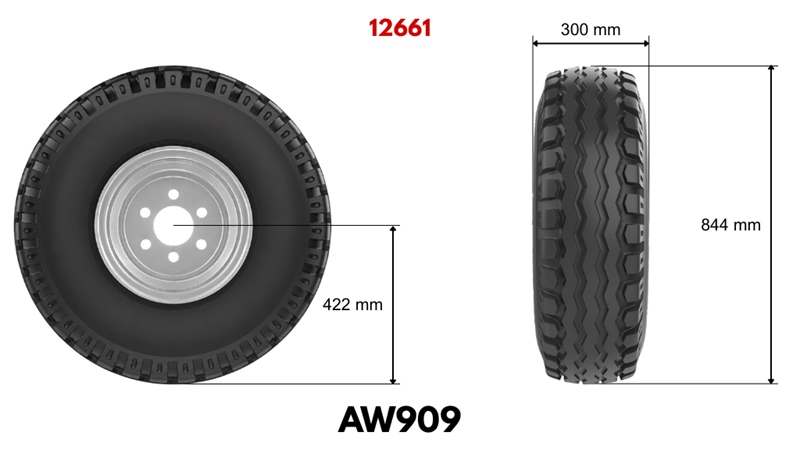 11.5/80-15.3 TIRE AW909 14PL WITH RIM 9.00X15.3