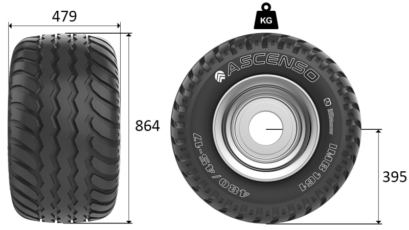 19.0/45-17 PNEUMATIKY AW708 14pl S KOLESOM 16,00X17