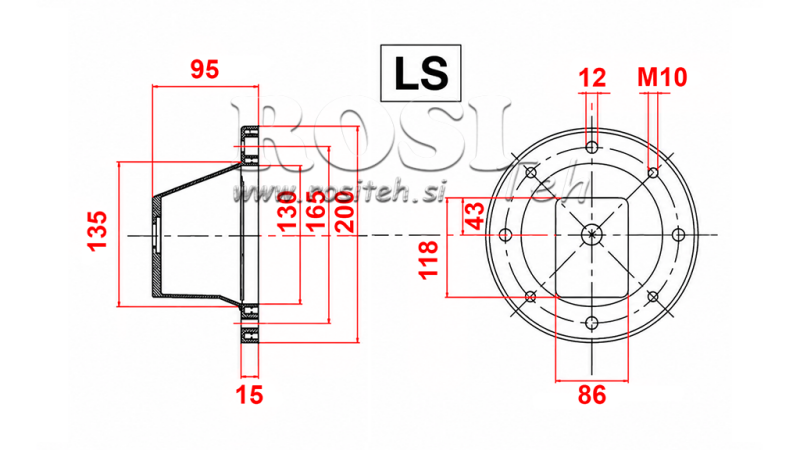 HYDRAULICKÁ PRÍRUBA - ZVON LS203 (EM0,55-1,5kW/GR2)