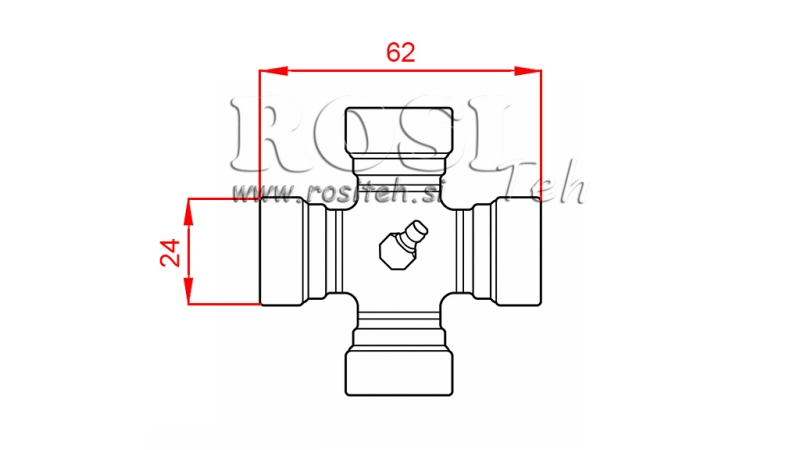 KREUZGELENK F-24,00X62,00 FÜR ECO GELENKWELLE 790mm 35-60PS STANDARD