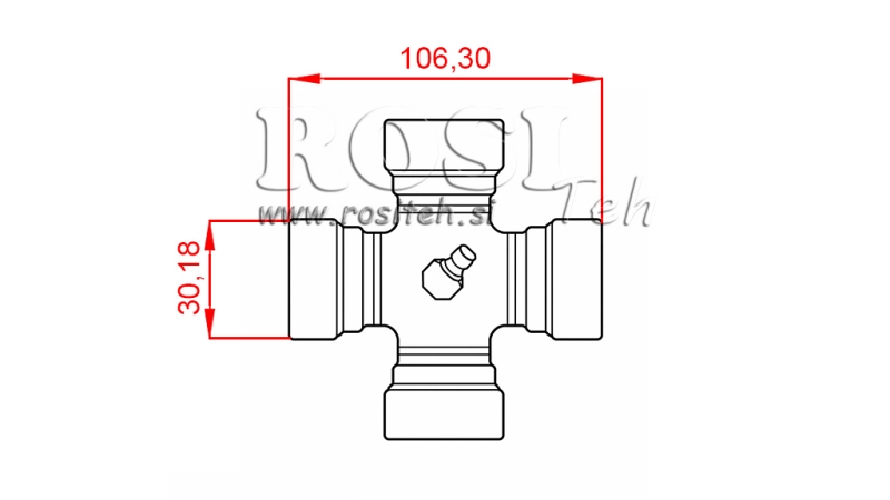 KREUZGELENK F-30,18X106,30 FÜR ECO GELENKWELLE 970mm 70-110PS MIT REIBKUPPLUNG