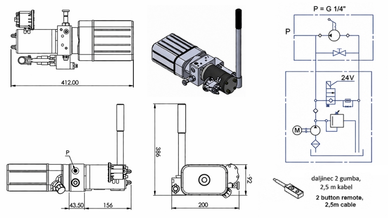 ΜΙΝΙ ΥΔΡΑΥΛΙΚΗ ΜΟΝΑΔΑ 24V DC - 0.8KW = 0.5CC - 1.5 ΛΙΤΡΑ - ΜΟΝΑΔΑ ΜΟΝΗΣ ΔΡΑΣΗΣ (PVC) ΜΕ ΧΕΙΡΟΚΙΝΗΤΗ ΑΝΤΛΙΑ