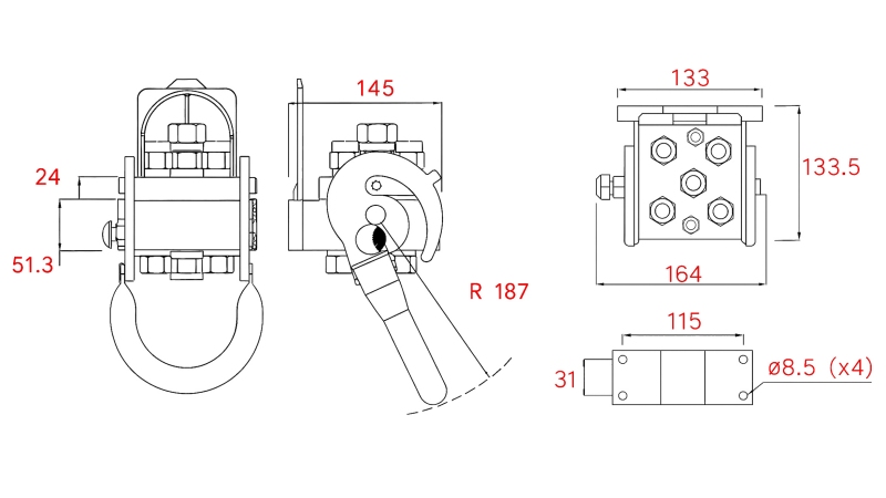 MULTI-FASTER SPOJKA FENDT 5CESTNÁ BSP 4×3/8 1×1/2 PEVNÁ ČASŤ
