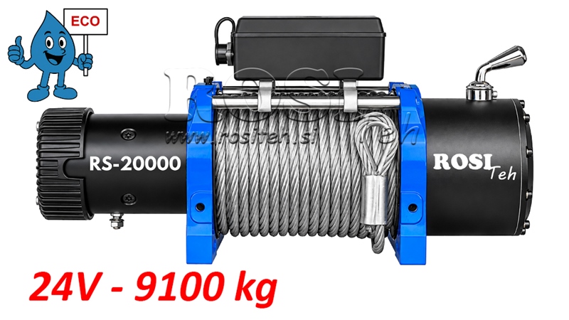 24 V ELEKTRICKÝ NAVIJAK RS-20000 - 9100 KG - OCEĽOVÉ LANO - ECO