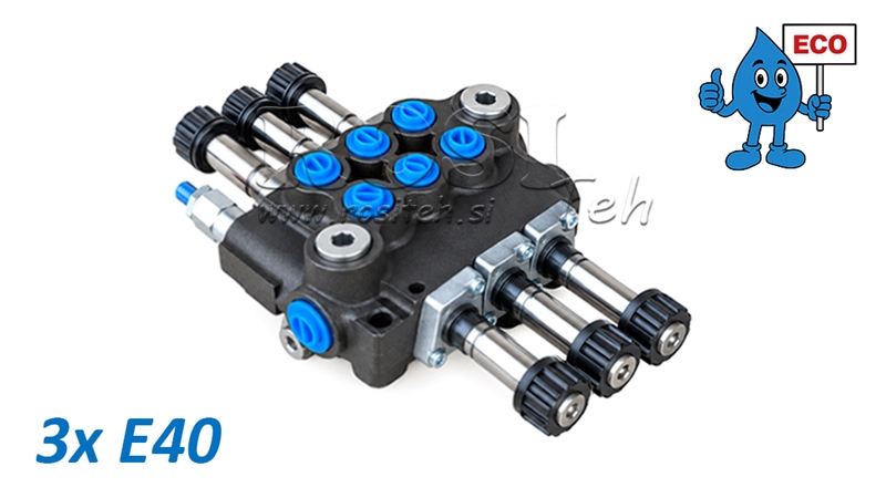 HYDRAULICKÝ ELEKTROMAGNETICKÝ VENTIL (BEZ CIEVOK) – 3-SEKČNÝ ROZVÁDZAČ 3xE40 ECO