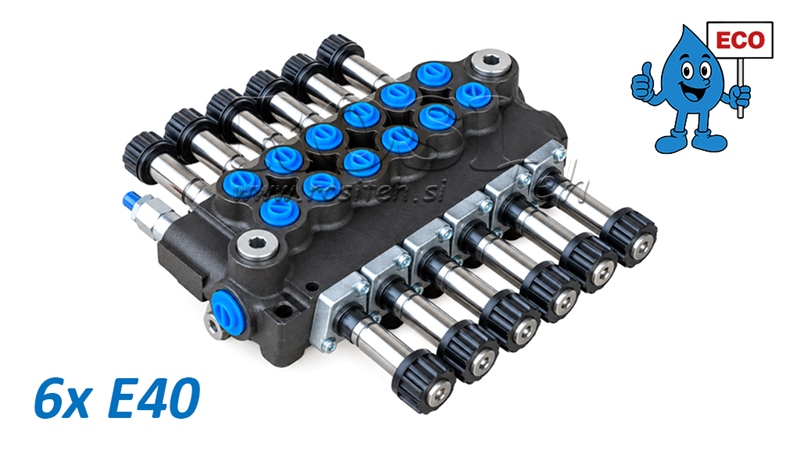 HYDRAULICKÝ ELEKTROMAGNETICKÝ VENTIL (BEZ CIEVOK) – 6-SEKČNÝ ROZVÁDZAČ 6xE40 ECO