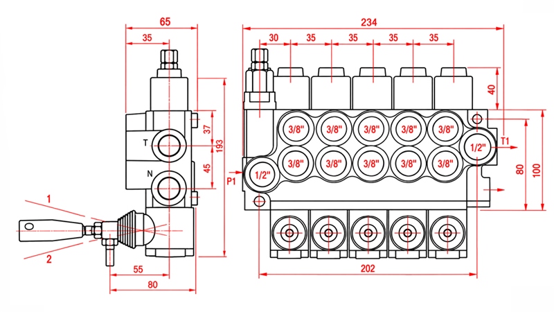 HYDRAULICKÝ RUČNÝ VENTIL – 5-SEKČNÝ ROZVÁDZAČ 5xR40 ECO
