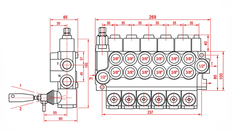 HYDRAULICKÝ RUČNÝ VENTIL – 6-SEKČNÝ ROZVÁDZAČ 6xR40 ECO