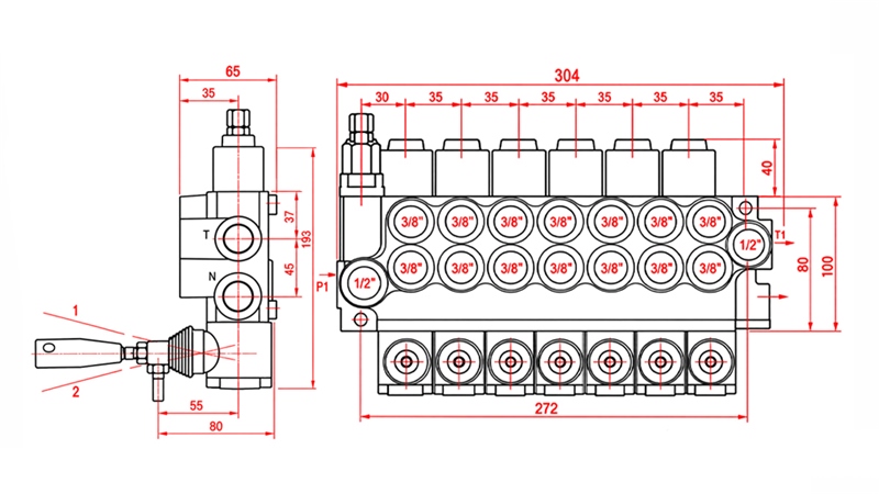 HYDRAULICKÝ RUČNÝ VENTIL – 7-SEKČNÝ ROZVÁDZAČ 7xR40 ECO