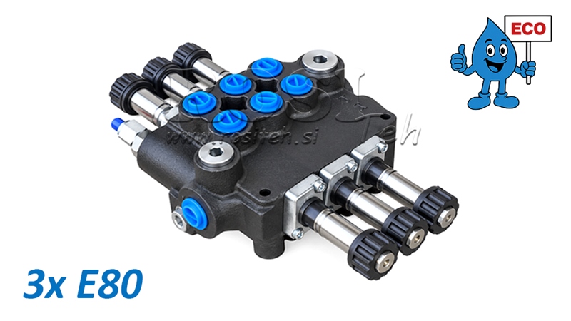 HYDRAULICKÝ ELEKTROMAGNETICKÝ VENTIL (BEZ CIEVOK) – 3-SEKČNÝ ROZVÁDZAČ 3xE80 ECO