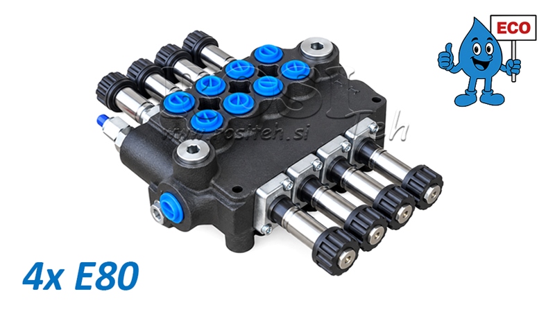 HYDRAULICKÝ ELEKTROMAGNETICKÝ VENTIL (BEZ CIEVOK) – 4-SEKČNÝ ROZVÁDZAČ 4xE80 ECO