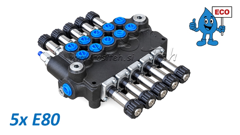 HYDRAULICKÝ ELEKTROMAGNETICKÝ VENTIL (BEZ CIEVOK) – 5-SEKČNÝ ROZVÁDZAČ 5xE80 ECO