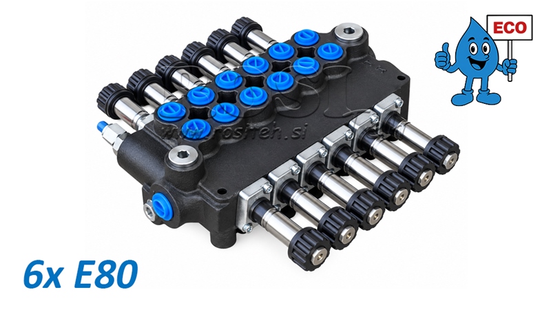 HYDRAULICKÝ ELEKTROMAGNETICKÝ VENTIL (BEZ CIEVOK) – 6-SEKČNÝ ROZVÁDZAČ 6xE80 ECO