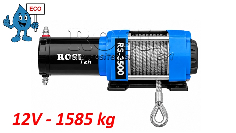 12 V ELEKTRICKÝ NAVIJAK RS-3500 - 1585 KG - OCEĽOVÉ LANO - ECO