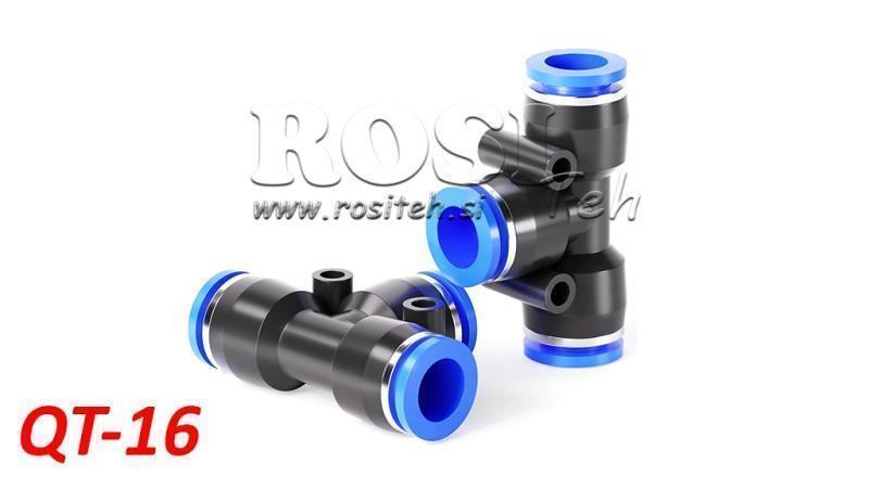 PNEUMATICKÝ ZÁPCH T KONEKTOR TPA BEZ ZÁVITU QT-16