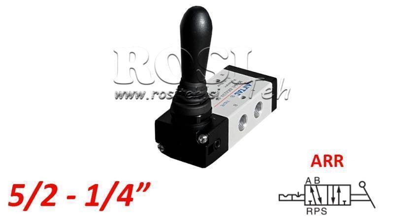 PNEUMATICKÝ MANUÁLNY VENTIL 5/2 1/4 PRT-0852-ARR MANUÁLNY NÁVRAT