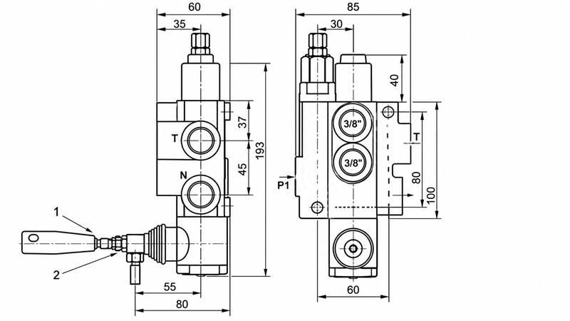 RUČNÝ HYDRAULICKÝ VENTIL MONOBLOKOVÝ 1xZ50