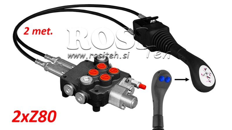 JOYSTICK 2x NUPP - BOWDEN KAABEL 2 m + HÜDRAULILINE VENTIIL 2xZ0 + UJUVA FUNKTSIOON