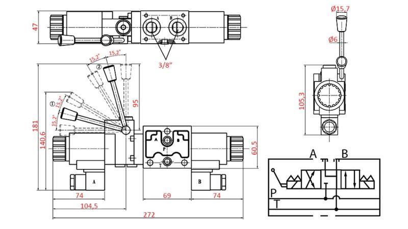 HYDRAULICKÝ MANUÁLNY A ELEKTROMAGNETICKÝ VENTIL YEAT-ZOSTAVA 12V N6
