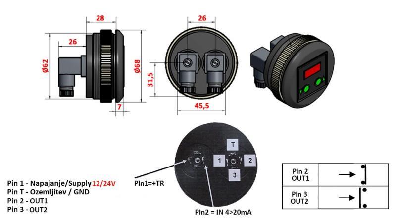 ELECTRONIC PRESSURE SWITCH WITH MANOMETER KD59 0-400 BAR