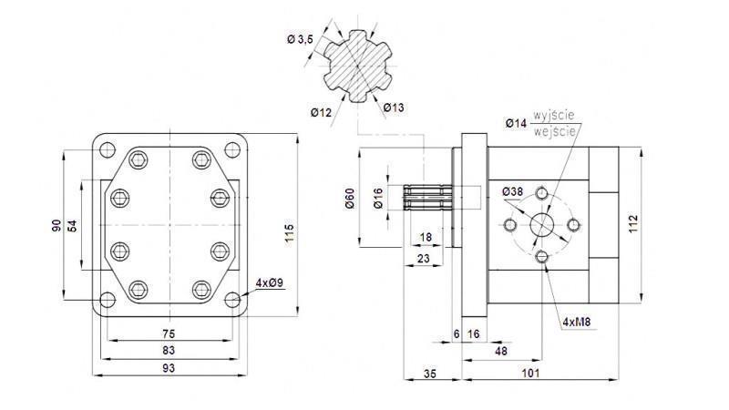 HYDRAULIKPUMPE NSZ 16 - 6 ZAHN 16 CC LINKS