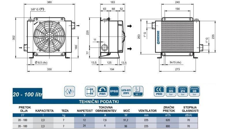 RESFRIADOR DE ÓLEO DC 12V HY01802 20-100 LIT
