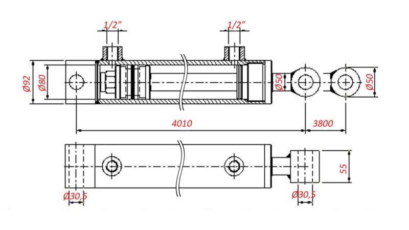 HYDRAULIC CYLINDER FOR TOWING - HOLE 80/50-3800