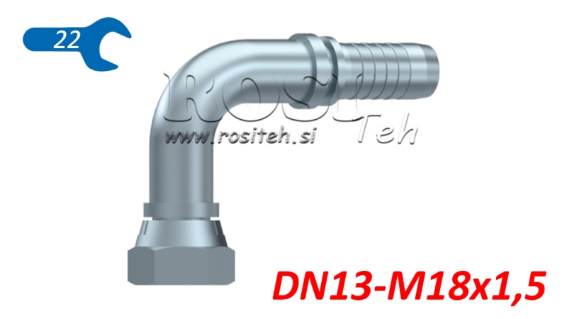 HIDRAULIČNI PRIKLJUČAK BSP ŽENSKI KOLJENO 90° DN13-M18x1,5