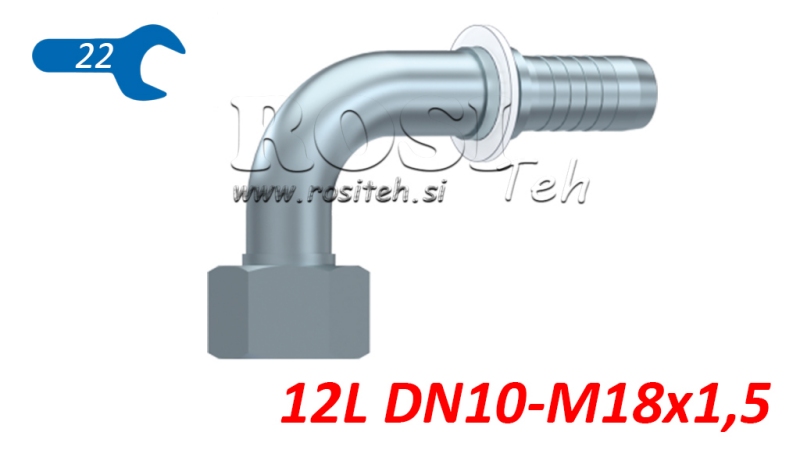 HYDRAULICKÁ PRÍPOJKA DKOL 12 L SAMICA KOLENO 90° DN10–M18×1,5
