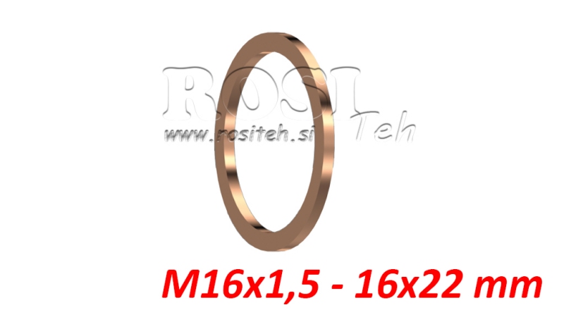 COPPER WASHER M16X1.5 - 16X22 MM