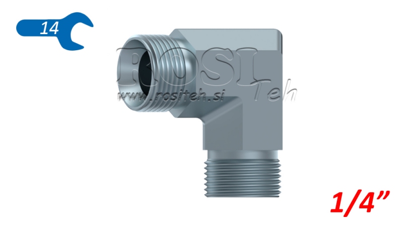 HYDRAULICKÉ KOLENO 90° BSP KRÁTKÉ SAMEC–SAMEC 1/4