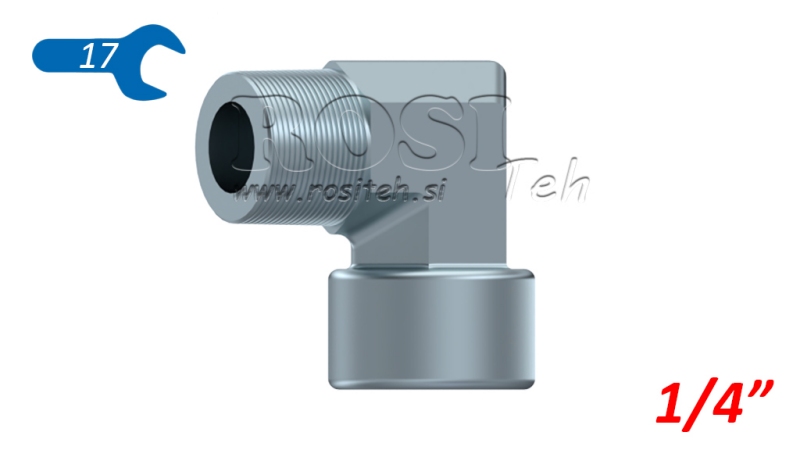 HYDRAULISCHER ANSCHLUSS KNIE 90° MÄNNLICH-WEIBLICH 1/4