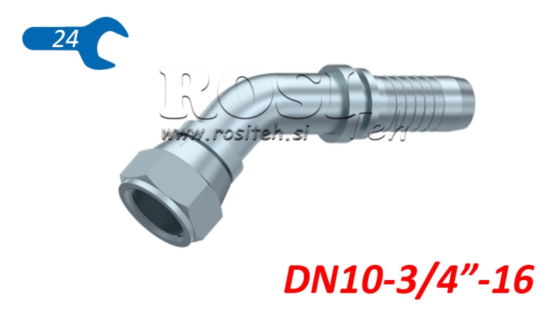 HYDRAULIC FITTING DKJ JIC74° FEMALE ELBOW 45° DN10-3/4